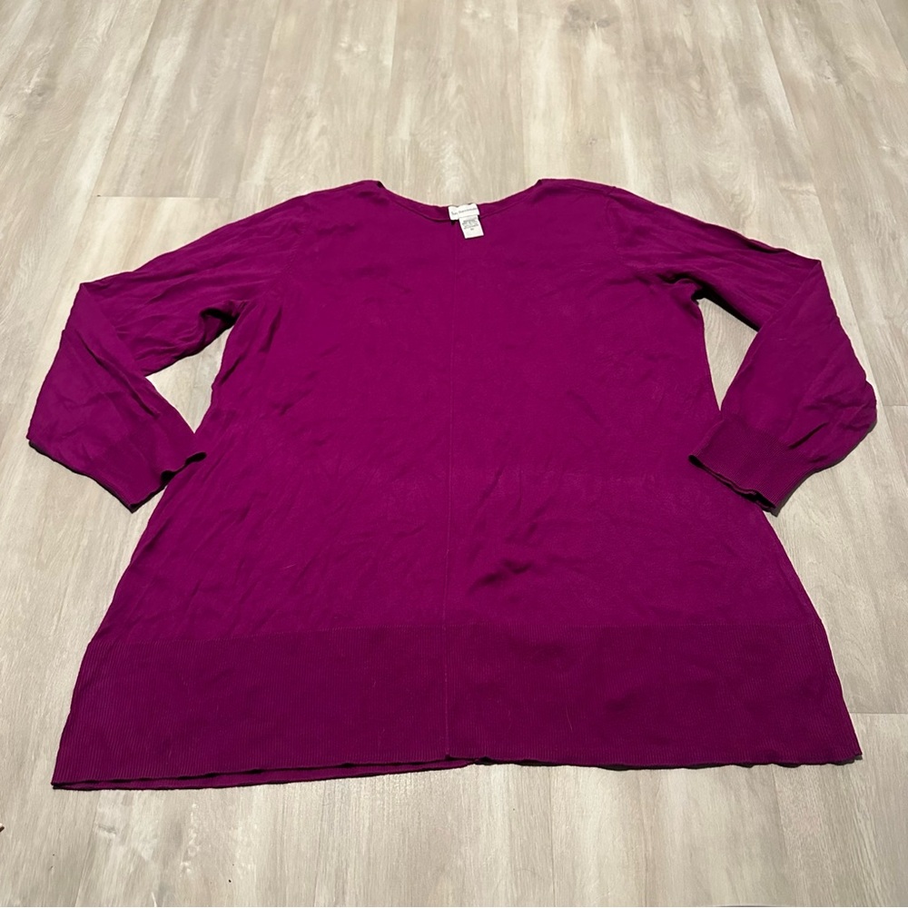 Soft Surroundings Purple Fuchsia Magenta Sweater Tunic Knit Top Sz 1X